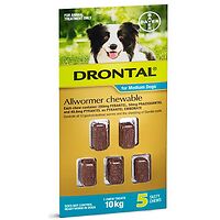 Drontal Allwormer Medium Dogs 10kgs - 5 Chews